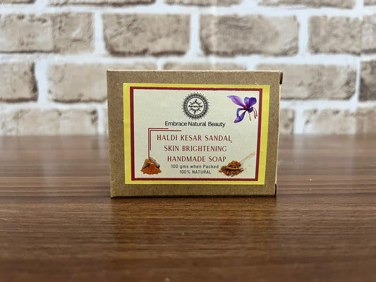 Aaranyam Haldi Chandan & Kesar Handmade Bath Soap (300 Gms Pack Of 3) Turmeric, Sandalwood & Saffron Magic Soaps For Bath | Paraben Free | | Handmade Soaps For Men & Women