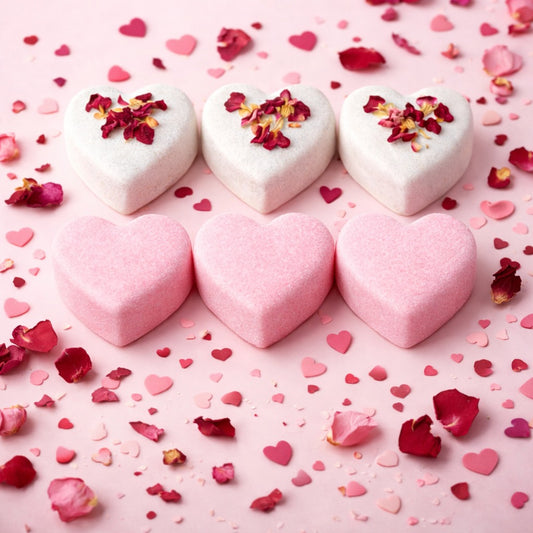 Heart-Shaped Bath Bombs | Valentine Gift Set | Hydrating, Moisturizing & Aromatic Spa Soak | Pack of 6 (80 g Each)