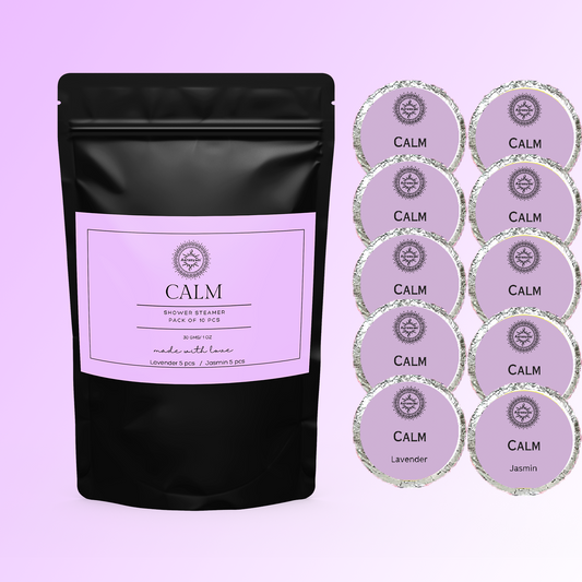 Aaranyam CALM Aromatherapy Shower Steamers - 10 Tablets (1oz each), Lavender & Jasmin Shower Bombs with Essential Oils for Stress Relief, Self Care, Relaxation. Perfect for Women, Men, Moms.…