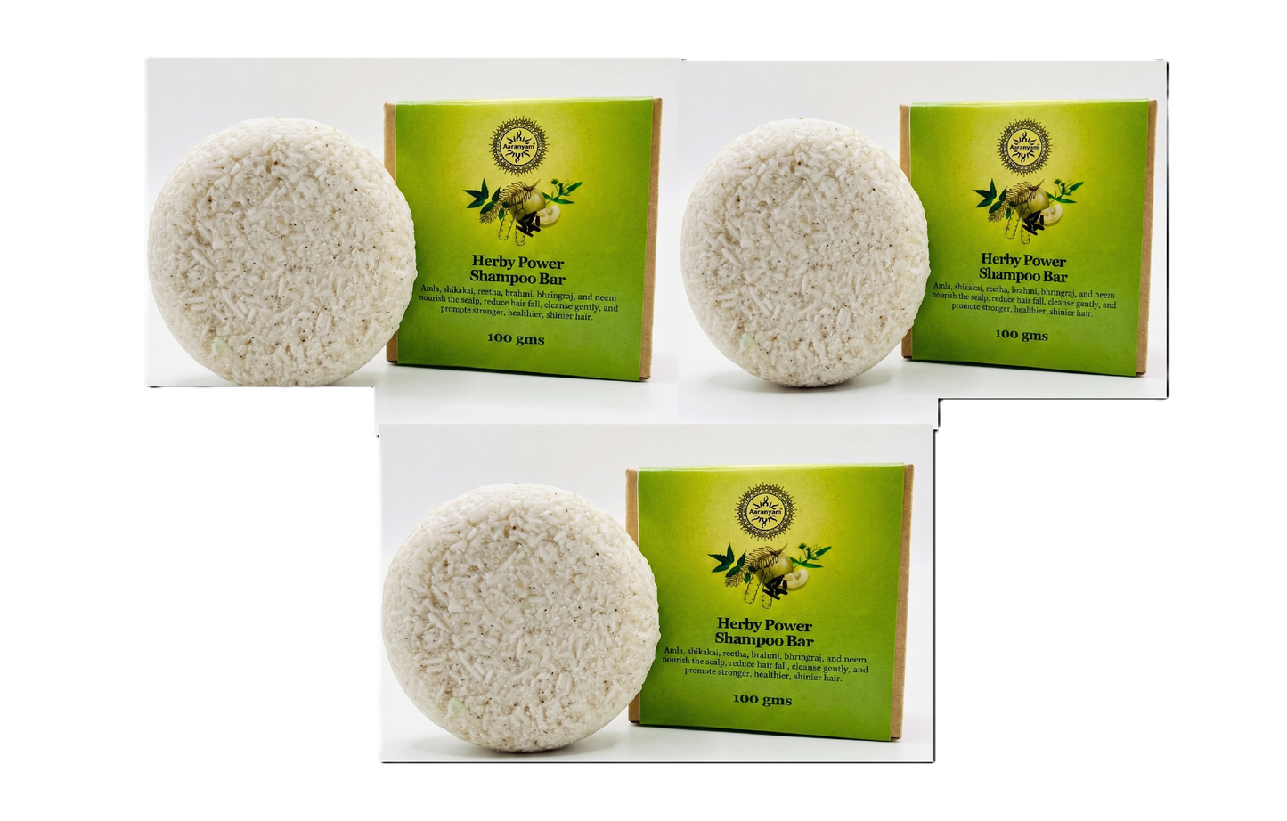 Aaranyam | Herby Power shampoo bar with the goodness of Turmeric bhrigraj Brahmi Amla Shikakai, Neem Reetha and flaxseed Extract known for its hair strengthening properties - 100g for men women traveling friendly