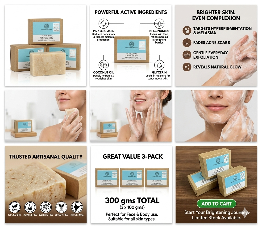 Kojic acid handmade soap 100 GM’s x 3