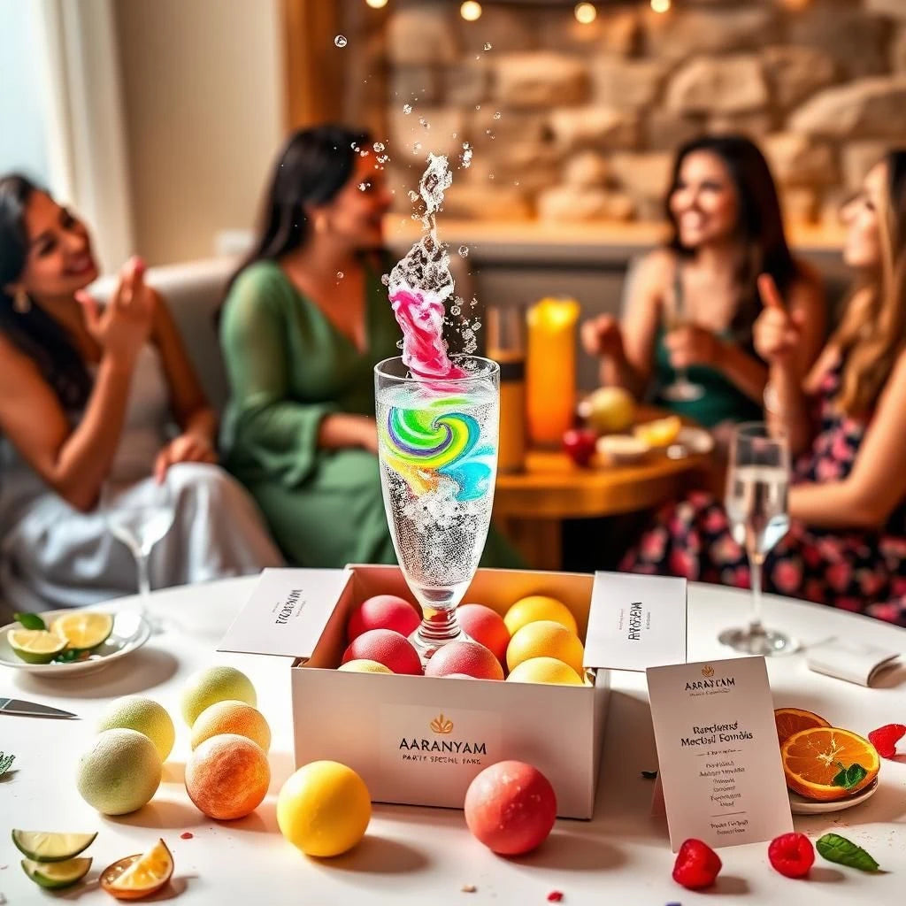 Aaranyam Party Ready Mocktail Bombs – Pack of 50 | Instant Fizzy Mocktails | Aam Panna, Strawberry, Pina Colada & Mint Mojito