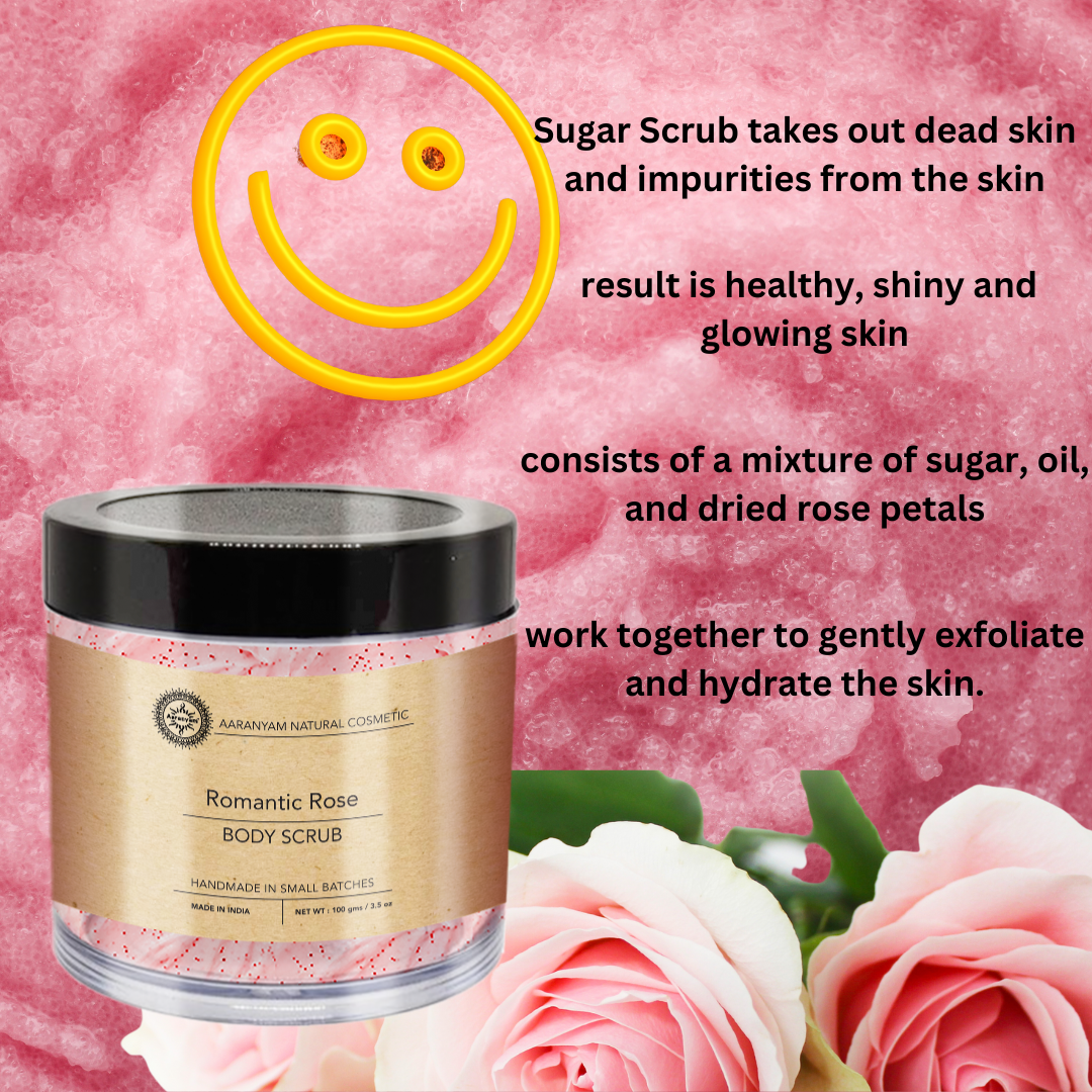 Aaranyam - Rose Petals Body Sugar Scrub for Men & Women Natural Ten & Dust Removel Body120 g