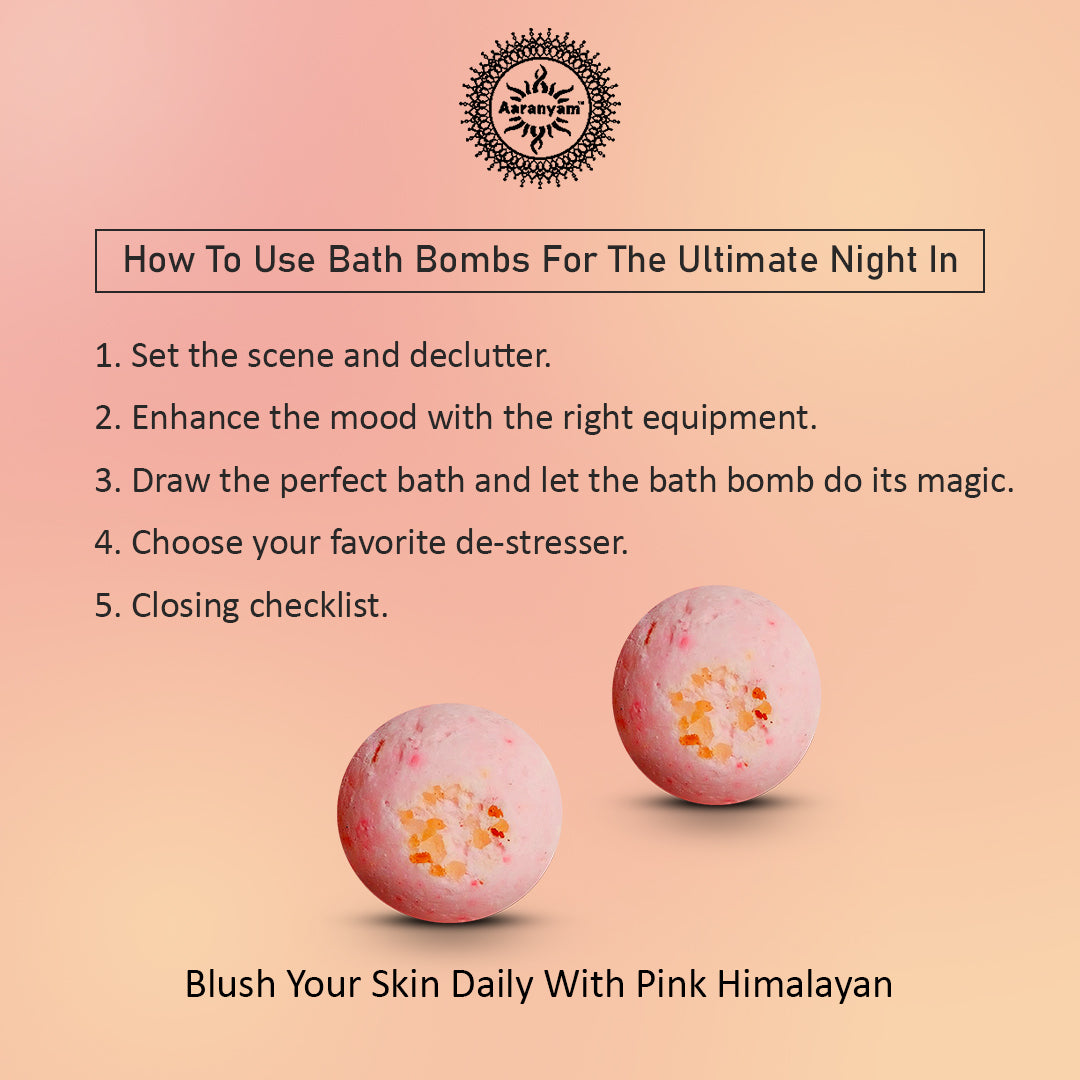 Pink Himalayan salt Bath Bomb-Fizzy Aromatic Bath Bomb (75g Each) - Pack of - 6