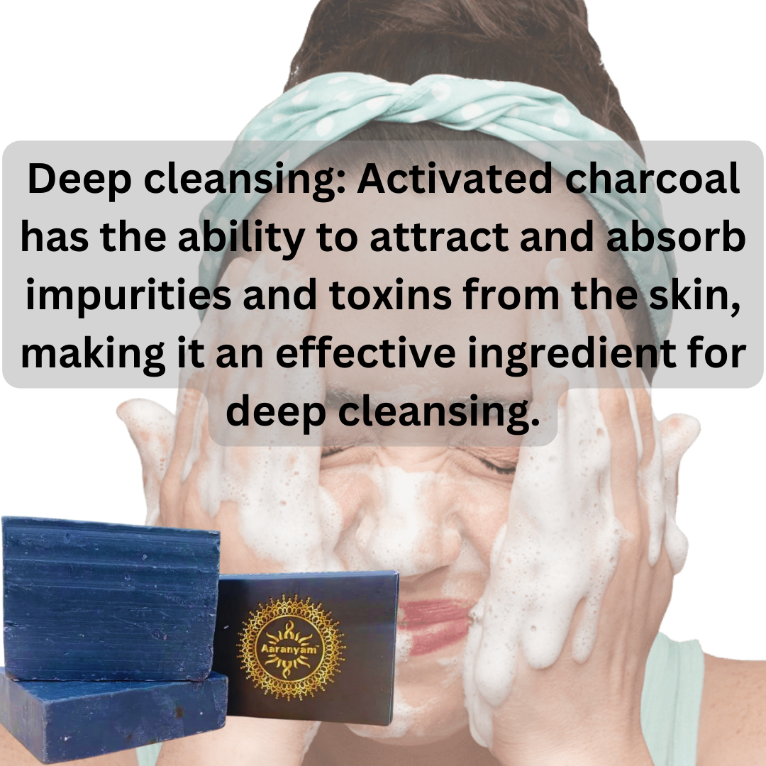 Aaranyam's Activated Charcoal Soap :  (Pack of 2) Provides 99.9% Germ Protection and Deep Cleanses Skin prepared using pure vegetable oils and tea tree essential oil. - 100 gms each