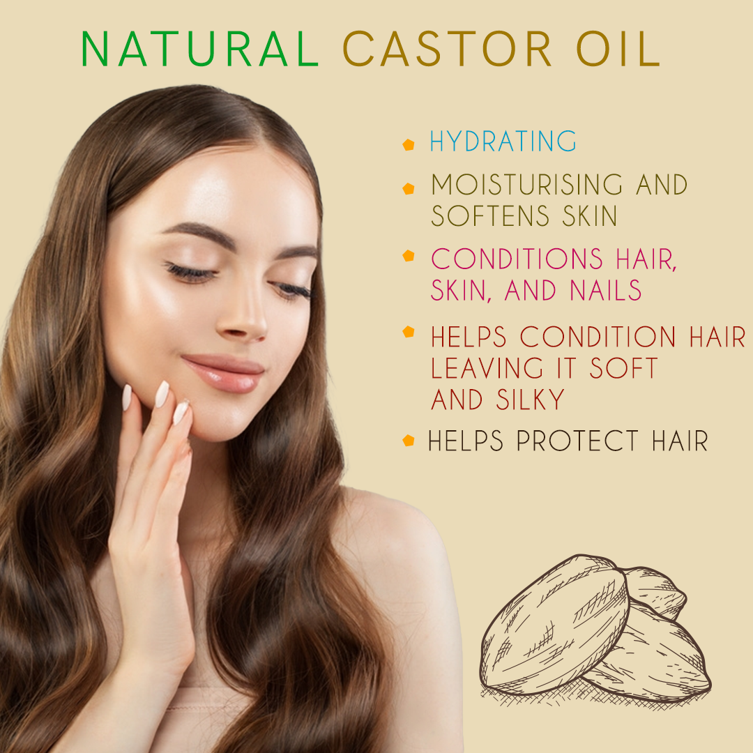 Pure and Natural Castor Oil for Hair and Skin Care - Cold Pressed and Chemical Free Moisturizer and Natural Remedy 200 ml  Hydrates Dry Skin, Strengthens Nails & Lashes