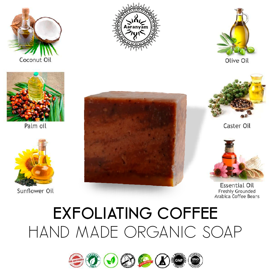 Aaranyam coffee handmade soap - PACK OF 2- –coffee soap for men -coffee soap for women - scrub/Skin Polish exfoliator…