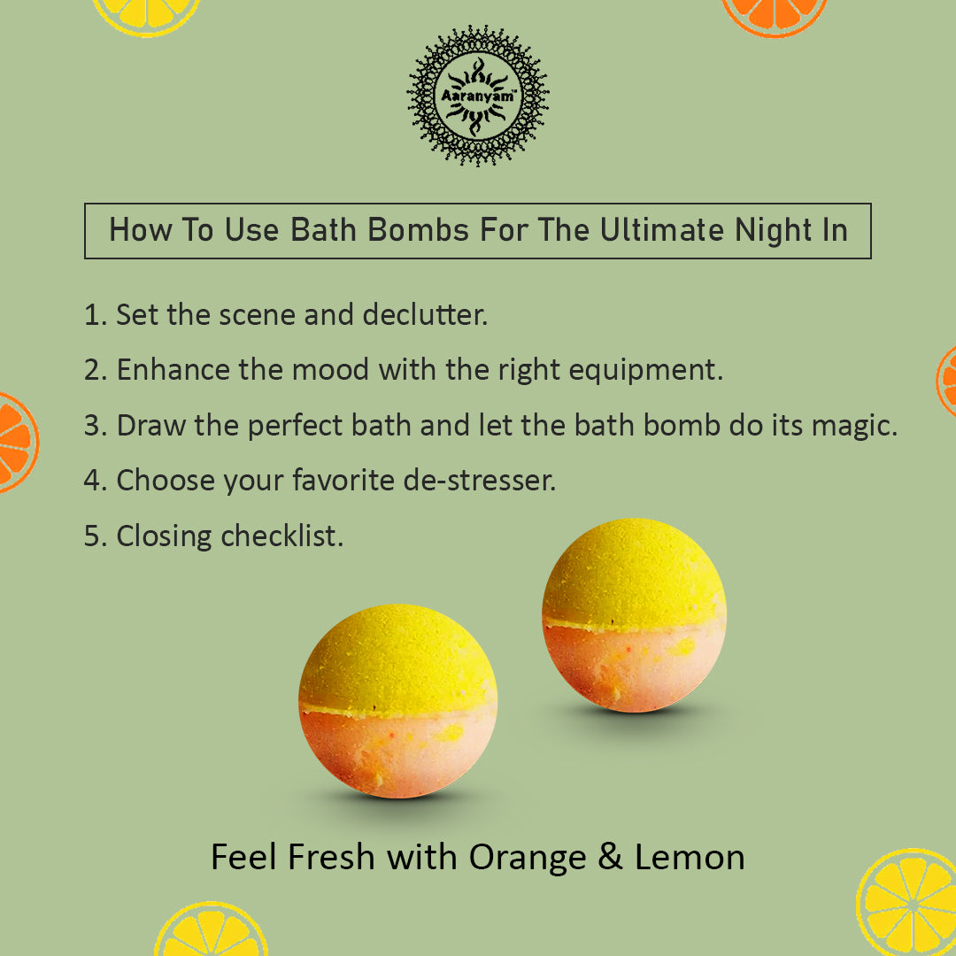 Orange & Lemon Bath Bomb-Fizzy Aromatic Bath Bomb (75g Each) - Pack of - 6
