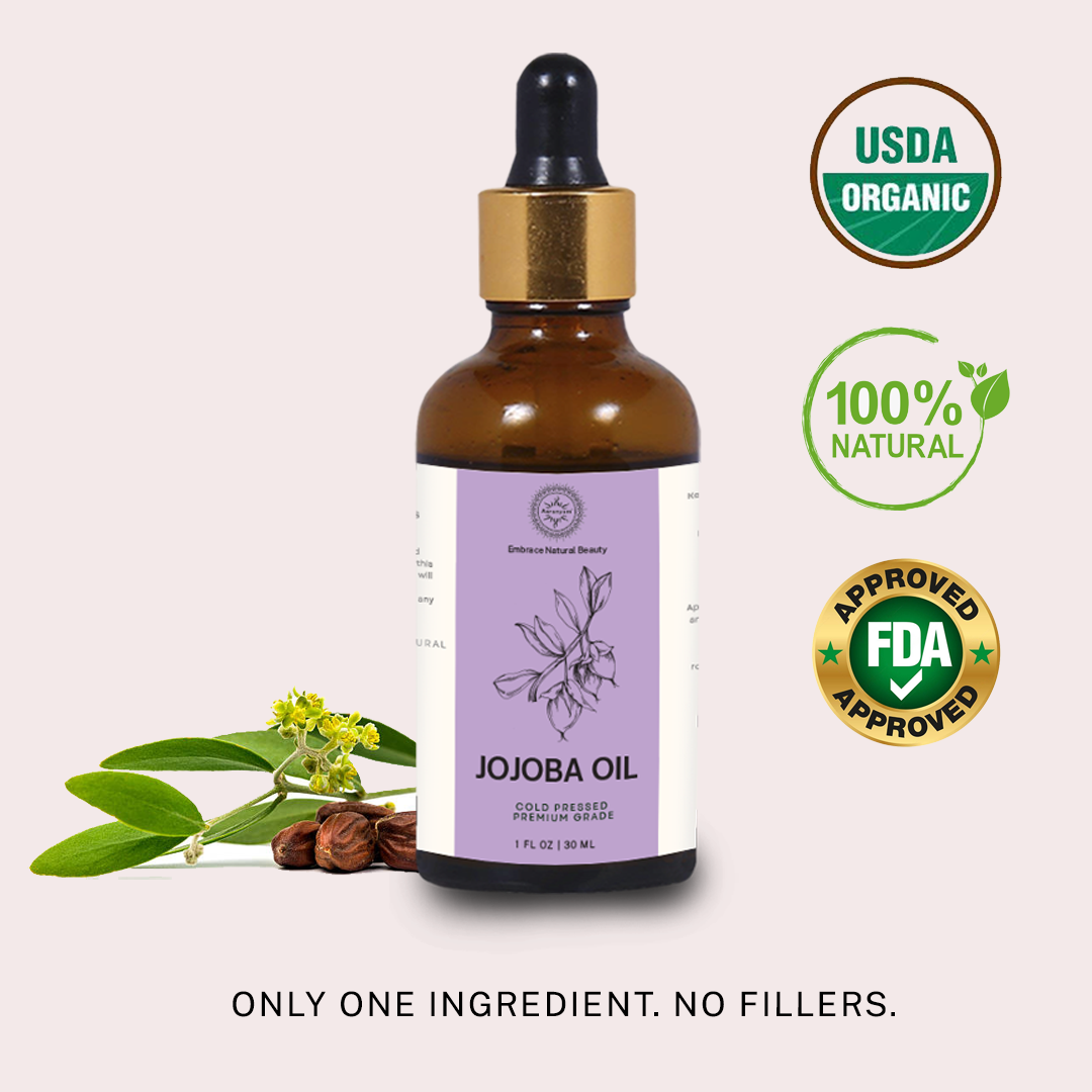 Aaranyam Cold Pressed Jojoba Oil - Premium Grade Natural Moisturizer - 100% Pure and Natural Oil for DIY Skin Care, Hair, Face & Nails - 50ml