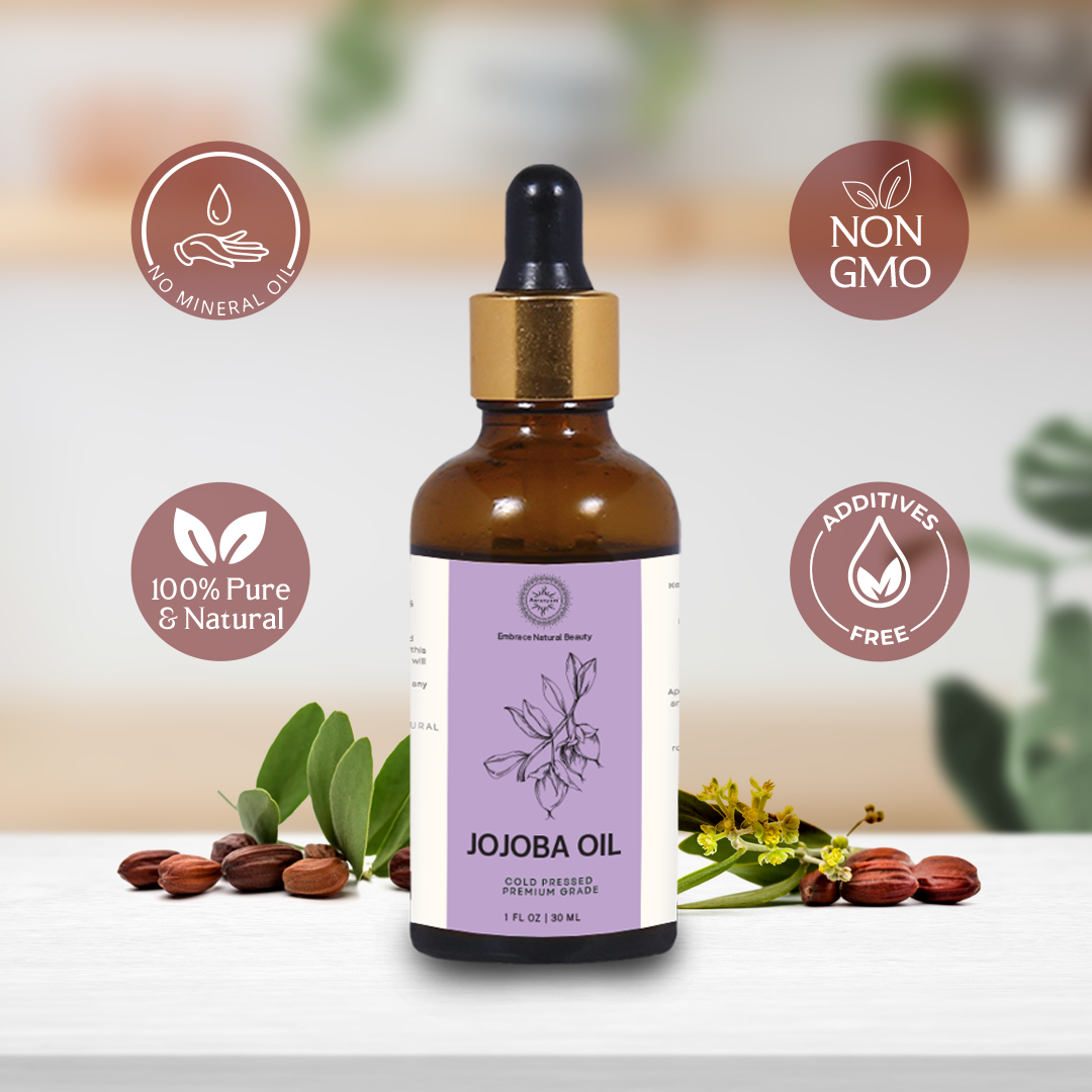 Aaranyam Cold Pressed Jojoba Oil - Premium Grade Natural Moisturizer - 100% Pure and Natural Oil for DIY Skin Care, Hair, Face & Nails - 50ml