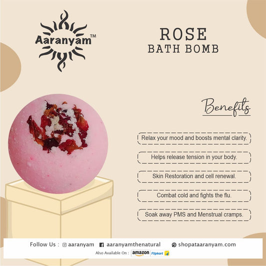 Romantic Rose Petals Fizzy Aromatic Bath Bomb (75g Each) - Pack of - 6 Refreshing hot water bath hydrating moisturizing enchanting rose