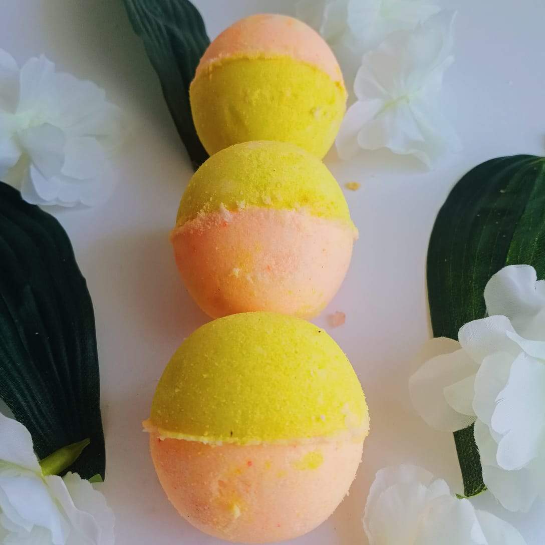 Sweet Citrus Bath Bomb-Fizzy Aromatic Bath Bomb Orange & Lemon (75g Each) - Pack of 3 - aaranyam.com