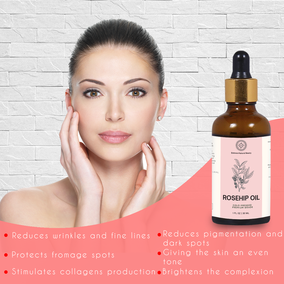 Pure Rosehip oil Cold prssed 100% Natural facial oil for glowing skin for women -mix in your face serum - Body Oil - & enjoy Calm skin -treating wrinkles brightening serum Even Skin tone